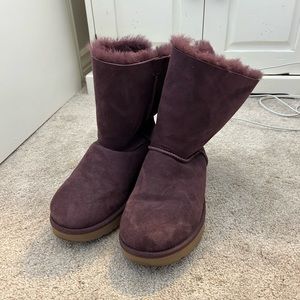 Worn once purple UGG boots with velvet bow!